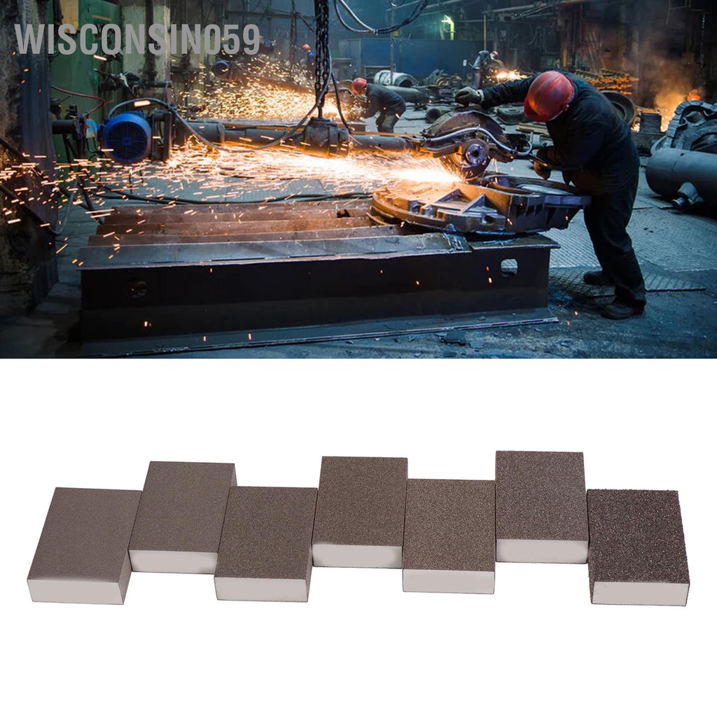Wisconsin059 7 cái Bọt biển chà nhám Khối khô ướt cát thô vừa mịn 36 60 80 100 120 180 220 Grit