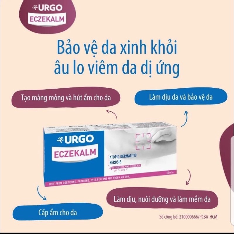 Urgo Eczekalm Kem dưỡng, kem dành cho da khô, da chàm.