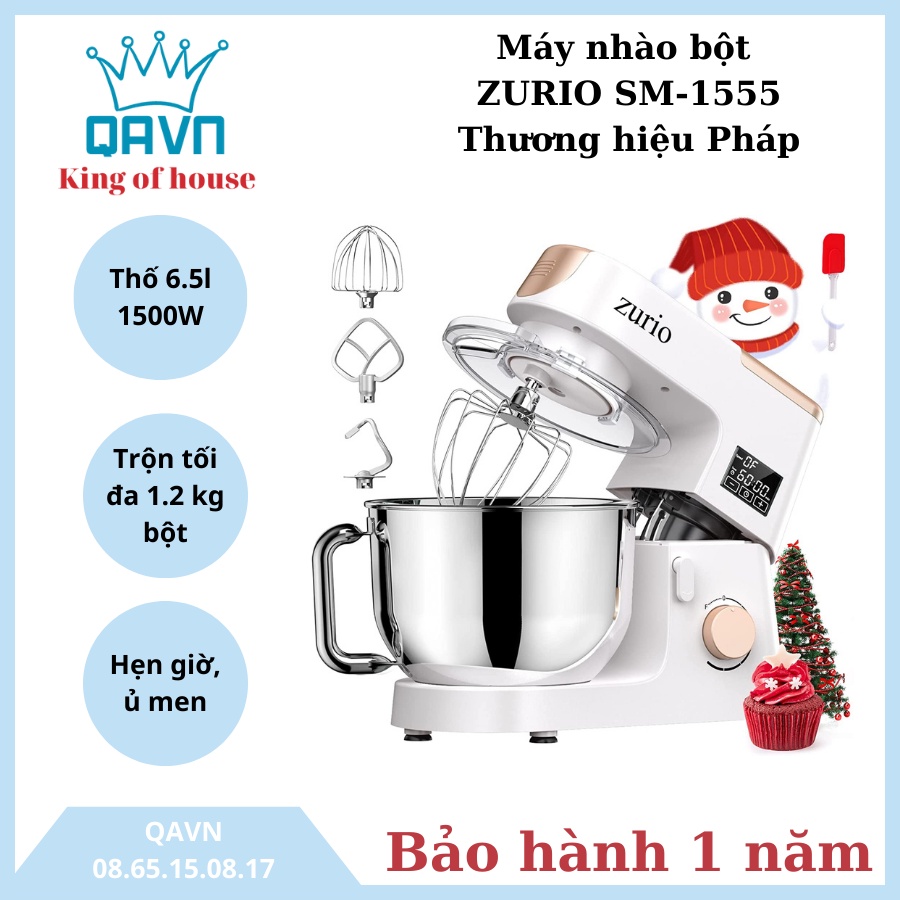 Máy nhào bột Zurio 6.5L 1500W có chức năng ủ bột và hẹn giờ - Phiên bản mới nhất 2022