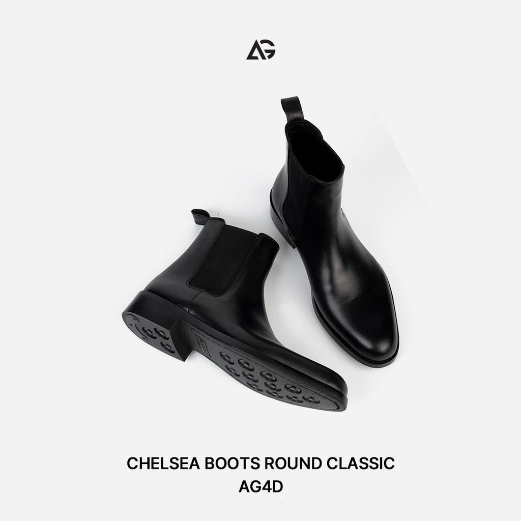 Giày Chelsea boots nam phiên bản mũi tròn, da bò cao cấp nhập khẩu handmade AUGUST SHOES AG4D chính hãng bảo hành 12 thá