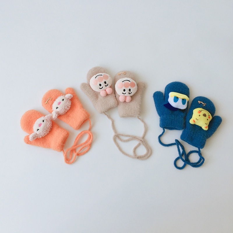 Găng tay len cho bé gái bé trai từ 1 đến 3 tuổi, găng tay trẻ em đính kèm gấu bông nhiều mẫu lựa chọn