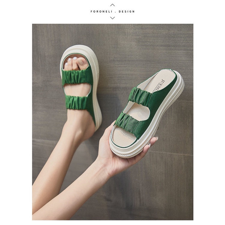 CHZK Dép Sandal Bằng Vải Canvas Dễ Phối Đồ Thời Trang Dành Cho Nữ