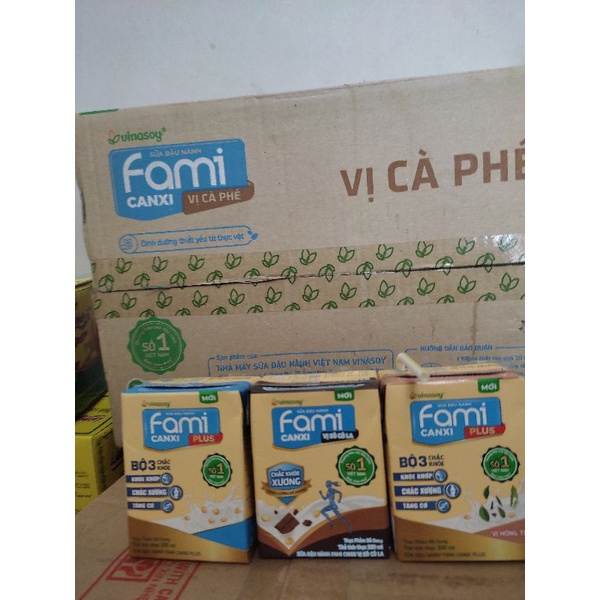 Thùng 36 hộp Fami canxi vinasoy Fami nguyên chất, thùng 40 bịch Fami canxi, 40 bịch Fami nguyên chất