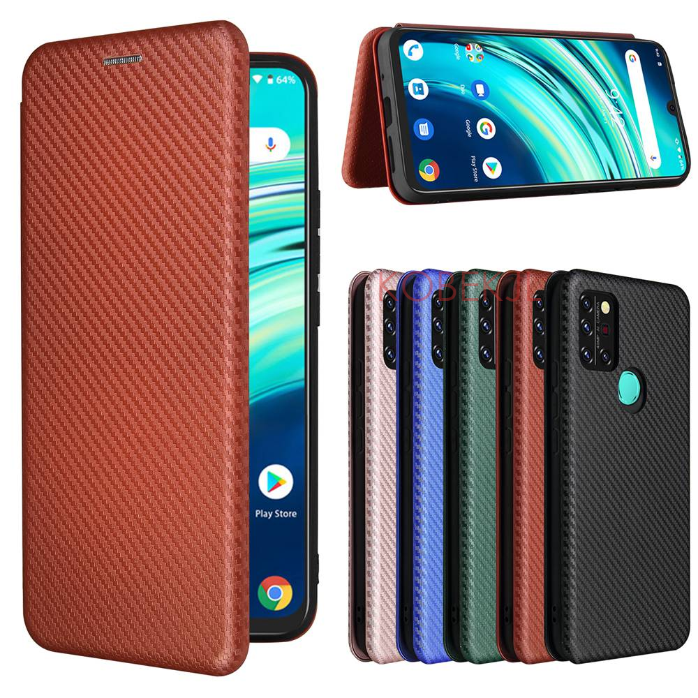 Umidigi A A7S A9 A7 S5 Pro Vỏ da PU bằng sợi Carbon sang trọng Umidigi A7Pro A9 A9Pro S5Pro Vỏ lật t