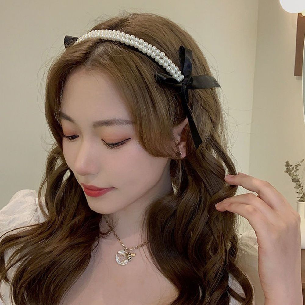 Băng đô nơ đính ngọc trai giả phong cách Hàn Quốc sang trọng cho nữ