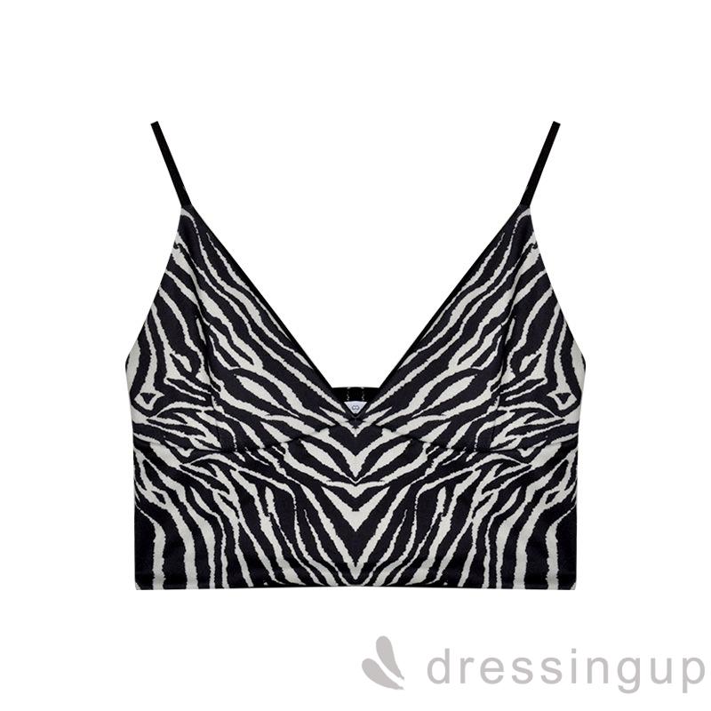 Áo Croptop Cổ Chữ V Họa Tiết Ngựa Vằn Cá Tính Cho Nữ