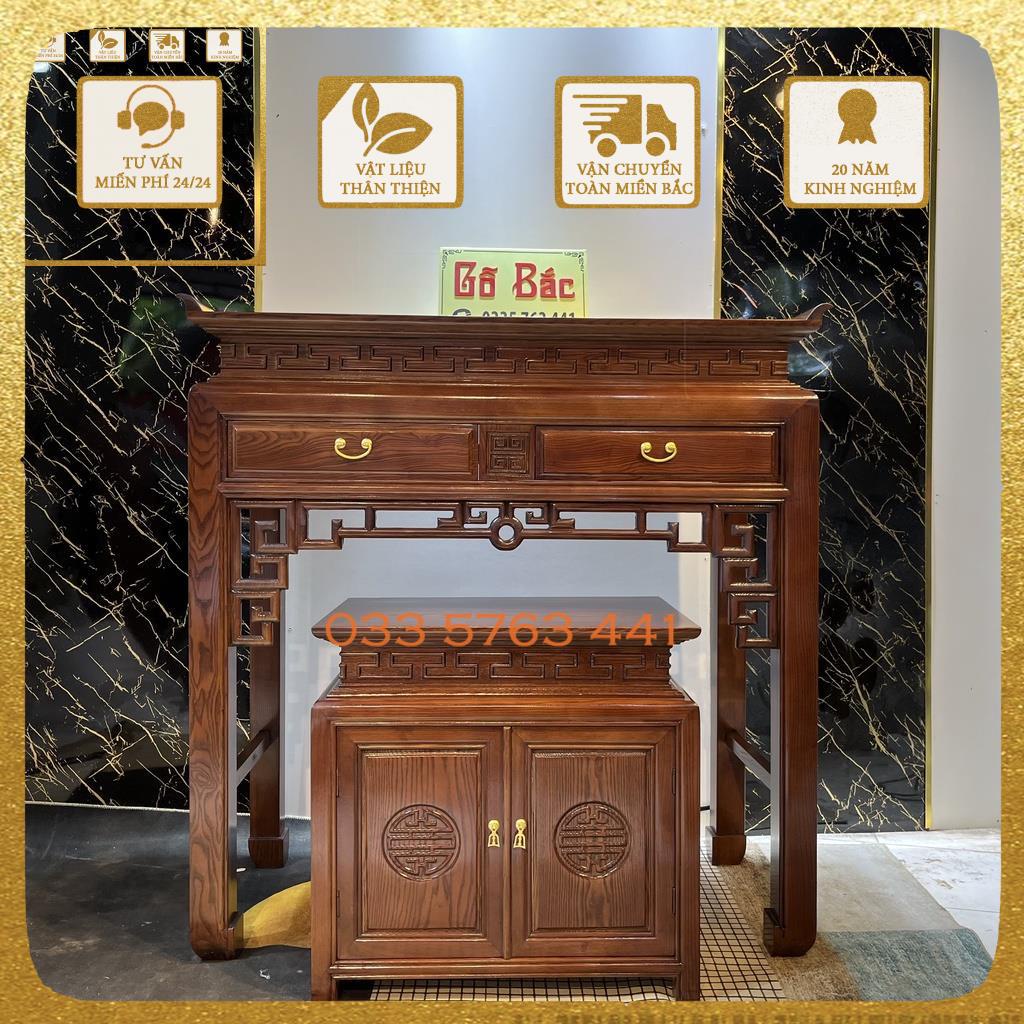 FREE SHIP  nội thành Hà Nội - Bàn thờ gỗ sồi - án gian bao gồm bàn trên và bàn cơm