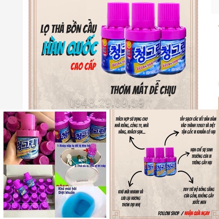 Lọ thả bồn cầu Hàn Quốc diệt khuẩn khử mùi lavender phiên bản mới