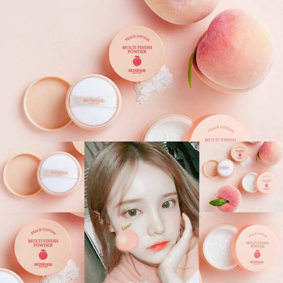 Phấn phủ kiềm dầu Skinfood Peach cotton multi finish powder