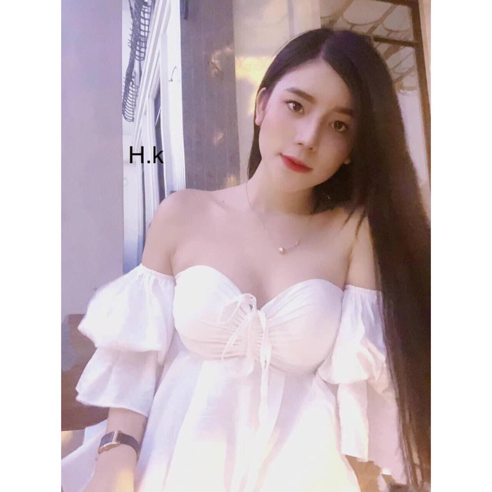 áo kiểu kate lụa trễ hở vai xinh tay rớt rút dây ngực xinh xắn bánh bèo, đủ màu, ảnh thật Đẹp *