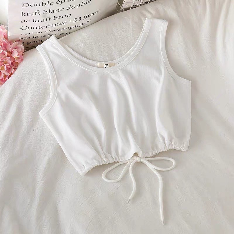 Áo ba lỗ croptop Closet 2 màu đen, trắng, chất cotton thấm hút mồ hôi, dây điều chỉnh from rộng đẹp