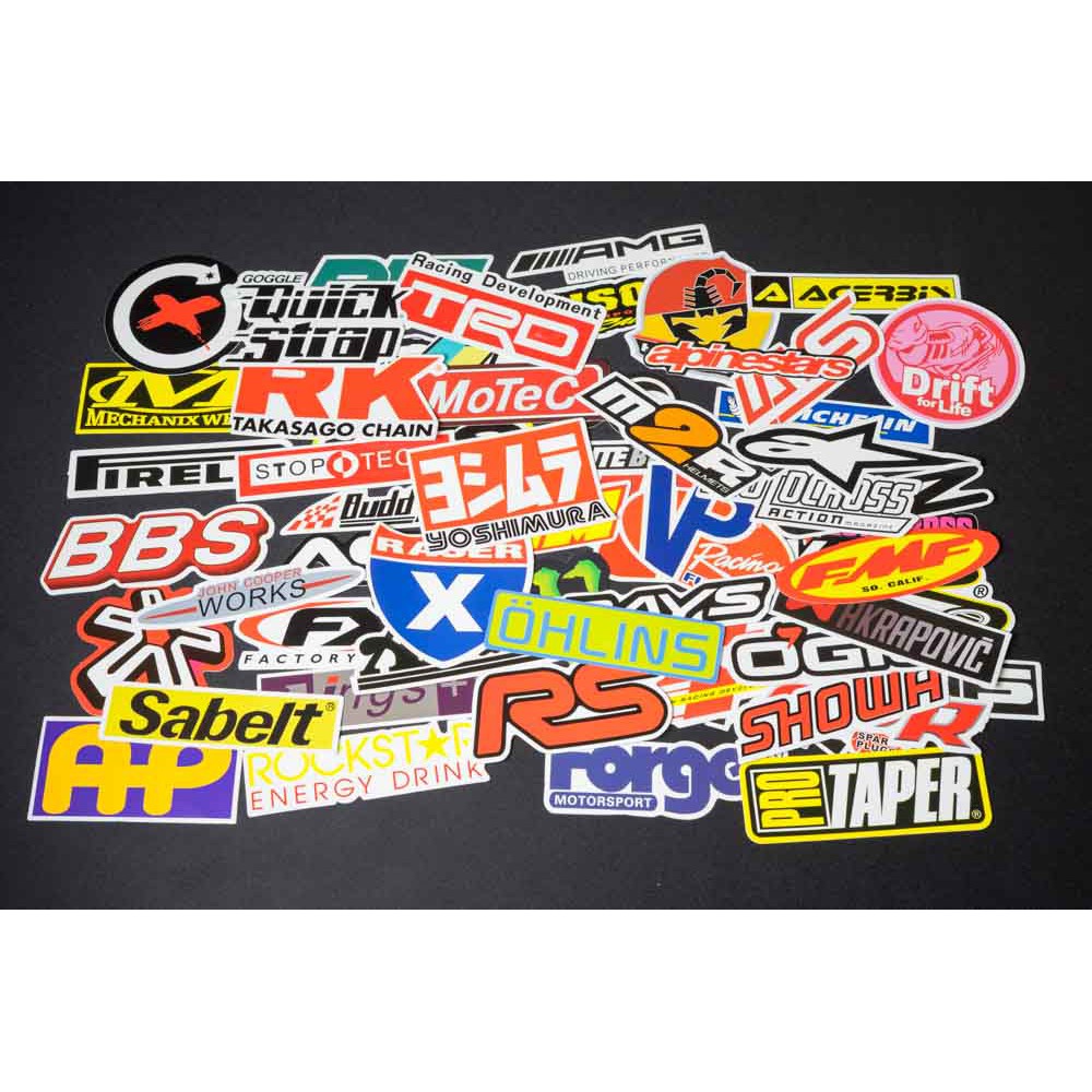 Bộ 10 20 50 sticker dán xe máy (nhiều thương hiệu) stickers cao cấp trang trí Vali Laptop Mũ Bảo Hiểm Xe Máy Xe Đạp Đàn