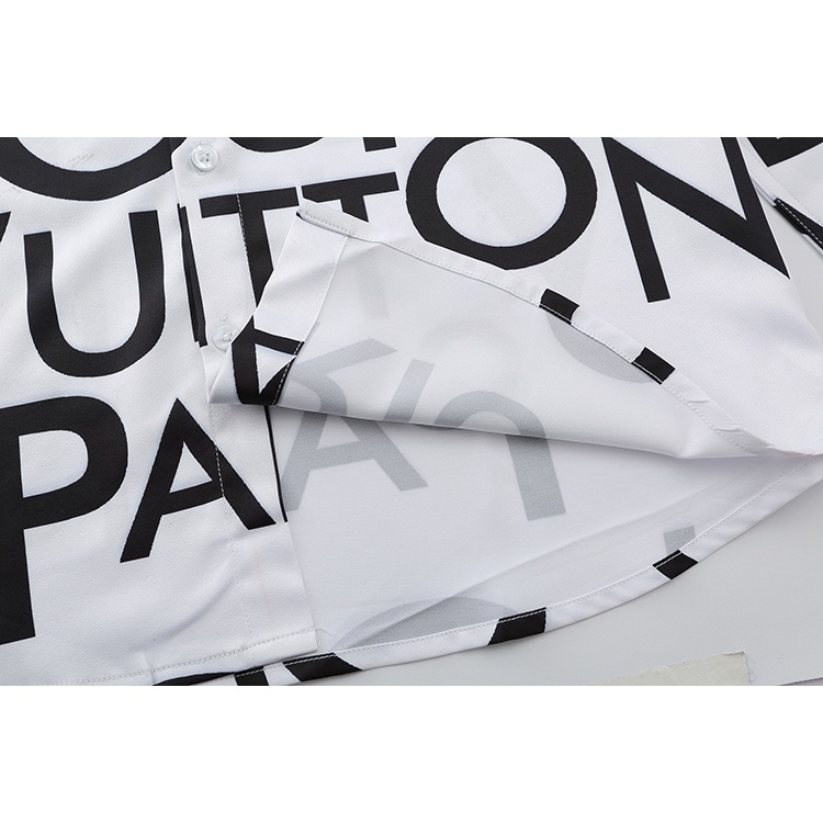 Áo Sơ Mi Tay Dài Dáng Ôm Thêu Họa Tiết Louis Vuitton Phong Cách Đường Phố Thời Trang 2022 Mới