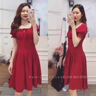 Váy xếp ly dây rút ngực