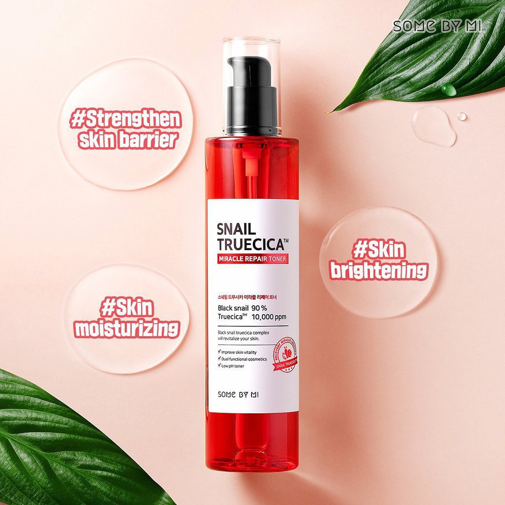 Nước Hoa Hồng Some By Mi Dưỡng Hỗ Trợ Phục Hồi Da, Mờ Thâm Sẹo Snail Truecica Miracle Repair Toner 135ml