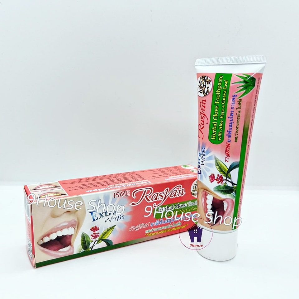 01 TUÝP Kem Trắng Răng ISME RASYAN Herbal Clove Toothpast with Aloe Vera &amp; Guava Leaf Thái Lan 100gram