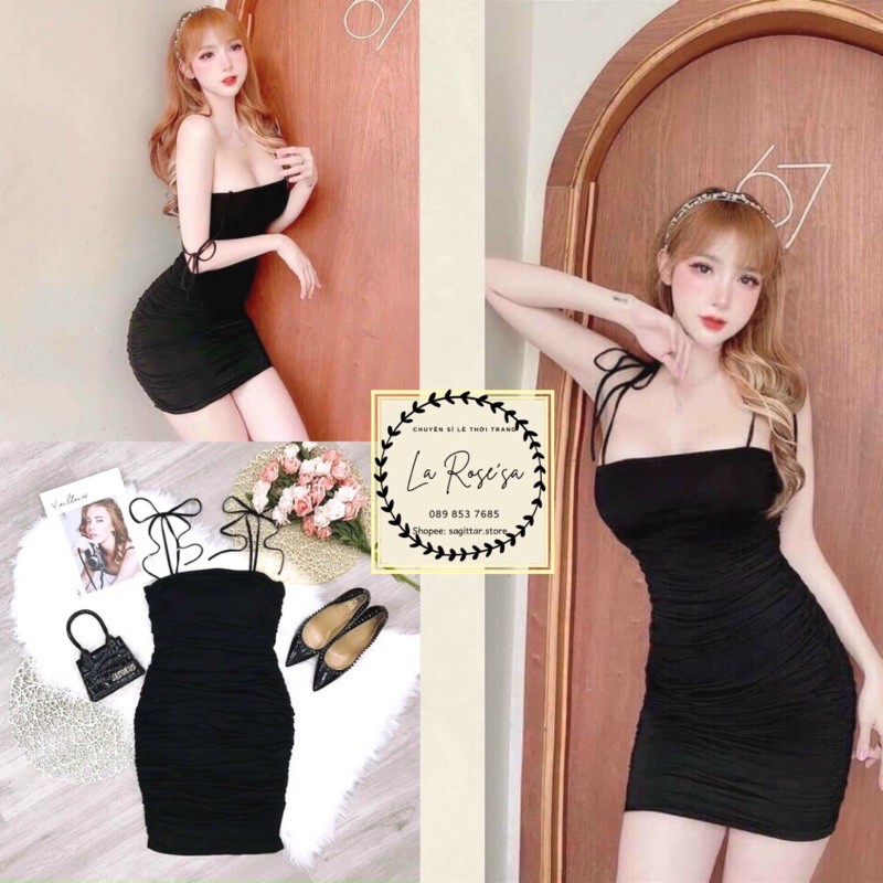 ĐẦM BODY HAI DÂY SỢI BÚN CỘT NƠ TRANG PHỤC DỰ TIỆC