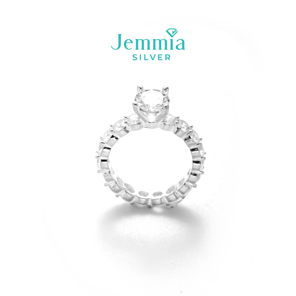 Nhẫn bạc nữ Jemmia full viền đính đá chủ - JM1039
