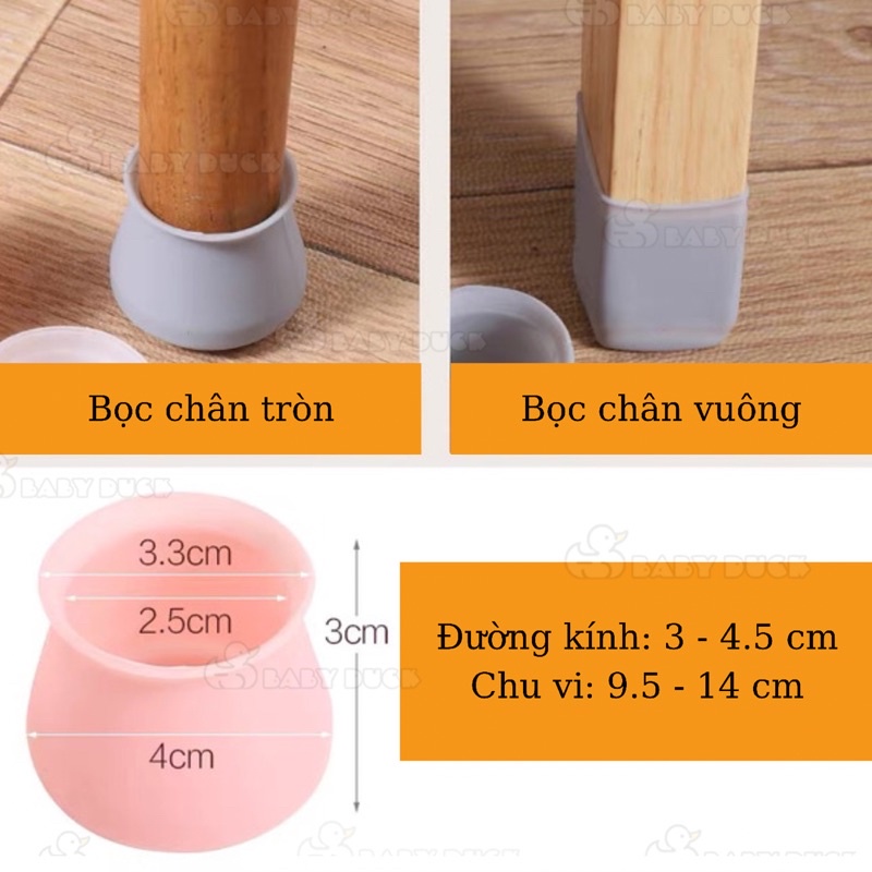 4 miếng silicon bọc chân bàn ghế giúp di chuyển không sước nền nhà