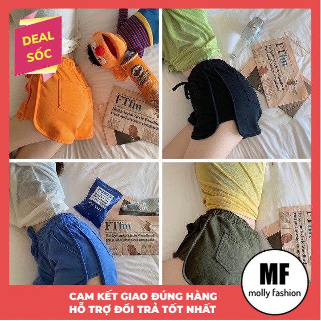 Quần Short nữ thể thao thun da cá năng động TRƠN TÚI SAU Freesize dưới 55kg Molly Fashion