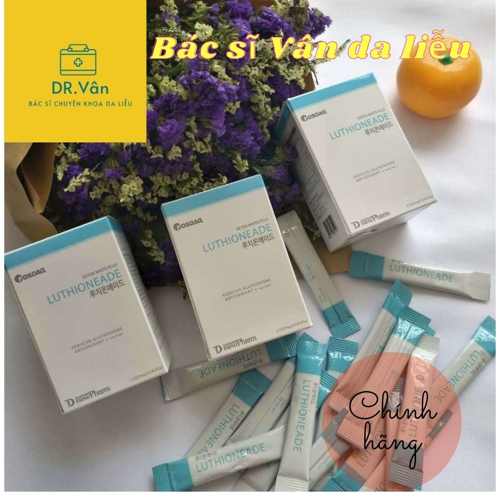 Bột uống trắng da Luthioneade, chống nắng nội sinh, giảm lão hóa (hộp 20 gói) - Dr Vân da liễu thẩm mỹ