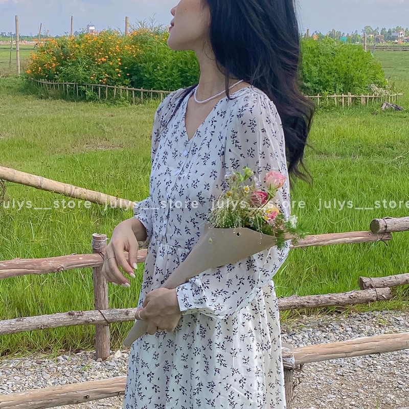 Váy babydoll hoa nhí 2 màu