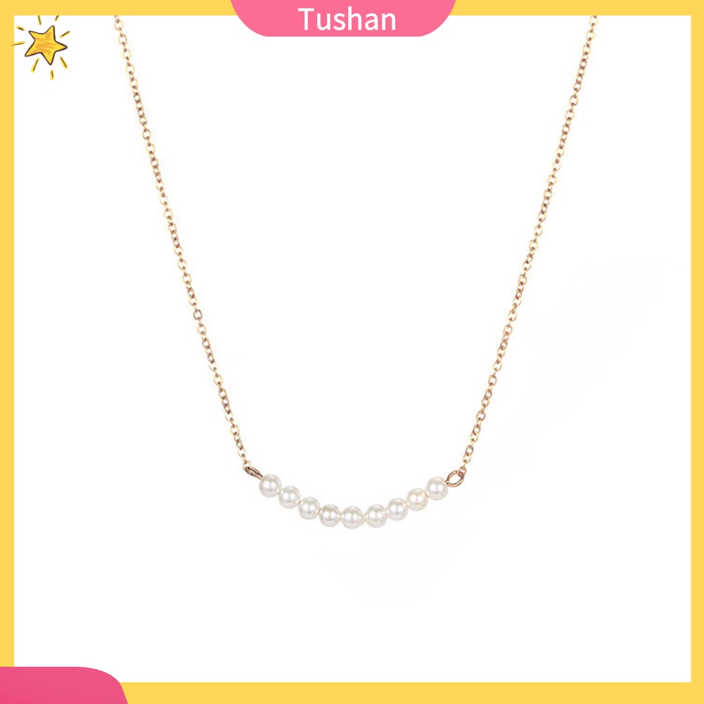 Vòng cổ choker dạng chuỗi phối hạt ngọc đơn giản thời trang cho nữ