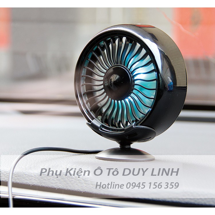 Quạt Mini Để Xe Ô Tô - Quạt Gắn Cửa Gió Điều Hòa Xe Hơi Kết Hợp Đèn LED