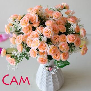 HOA HỒNG NHÍ GIẢ LỤA MIX VẨY TRẮNG - Hoa Giả Cao Cấp để bàn trang trí phòng ốc, nhà cửa, văn phòng siêu xinh [B6-D3]