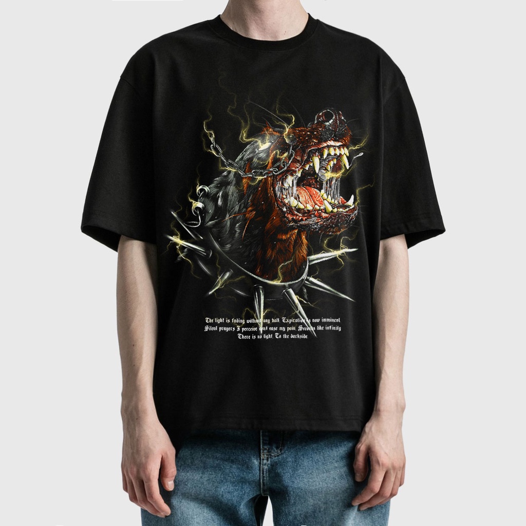 BLANK | Áo Thun ROTTWEILER Tay Lỡ Unisex - Đen/Trắng Cổ Tròn