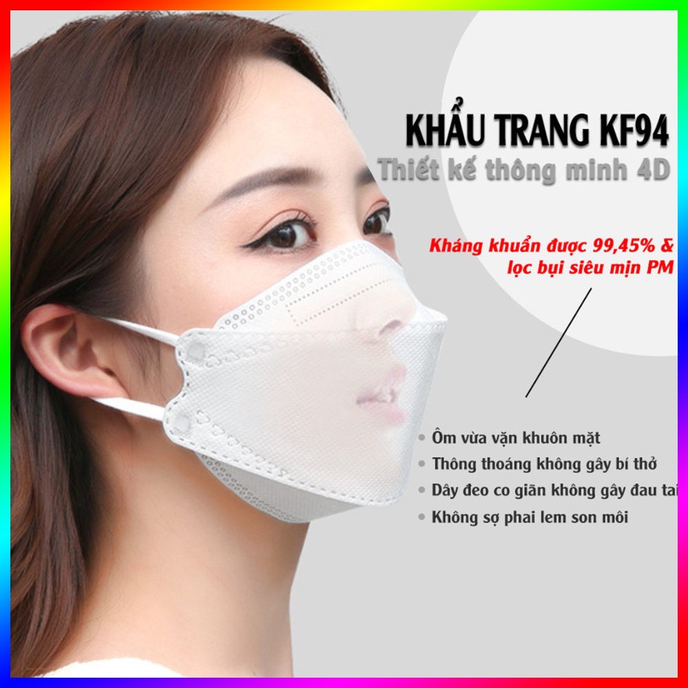 Khẩu Trang 4D KF94 Hàn Quốc Chống Bụi Mịn Và Kháng Khuẩn