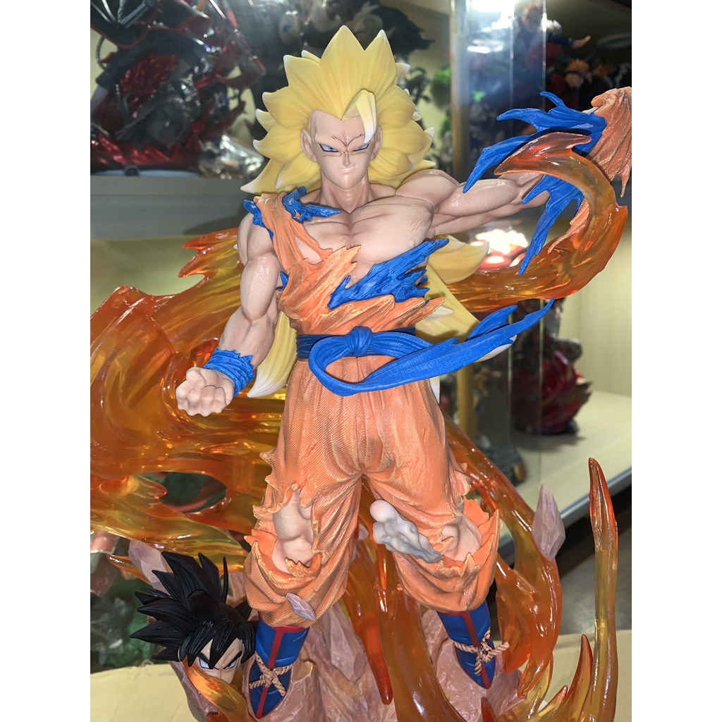 (Hết hàng) Mô hình Dragon ball Goku xé áo supper saiyan 3 đầu 45cm