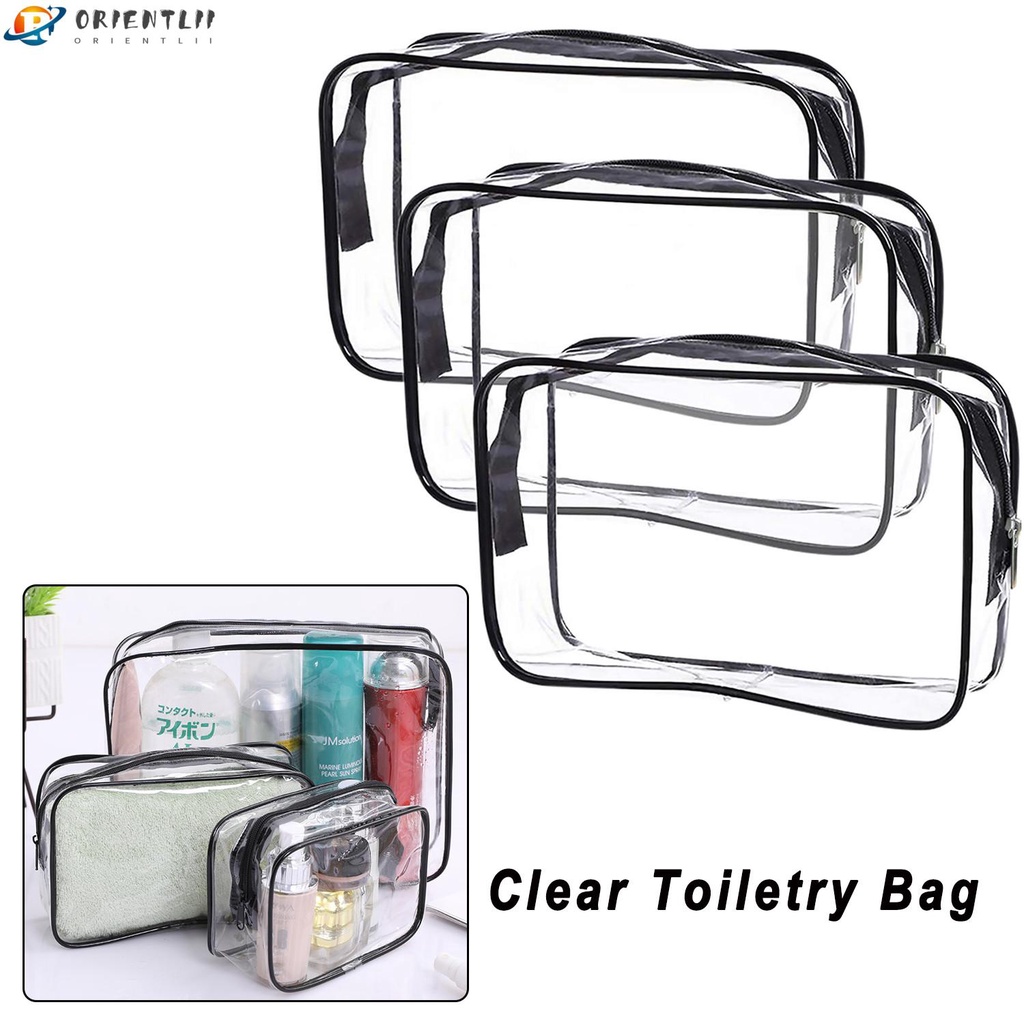 [Hàng mới về] Túi đựng mỹ phẩm du lịch PVC trong suốt chống thấm nước bảo vệ môi trường có khóa kéo