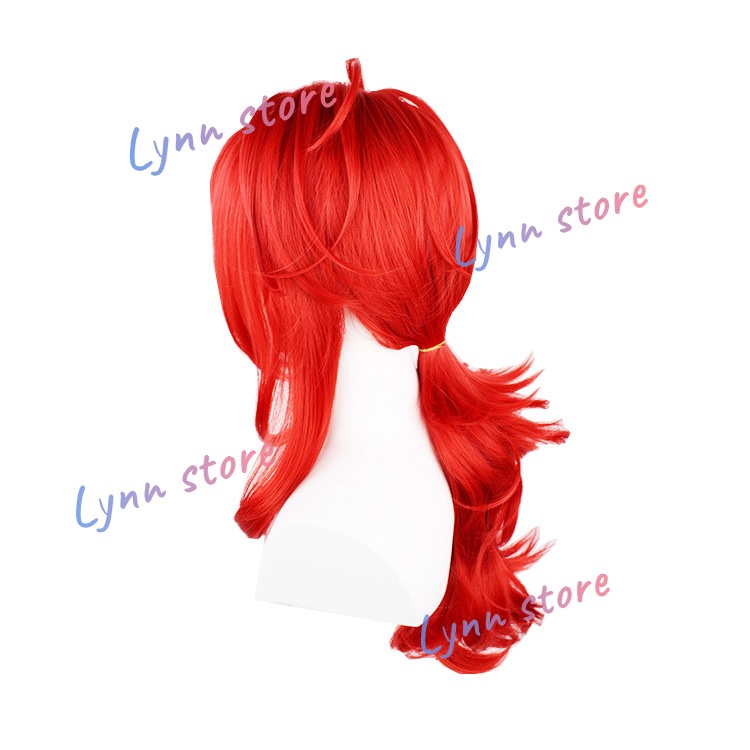 Genshin Impact Cosplay Diluc Ragnvindr Tóc giả Lớp đỏ Vi xoăn phồng Đảng lễ hội Con trai của một nhà quý tộc của nhà máy rượu bình minh