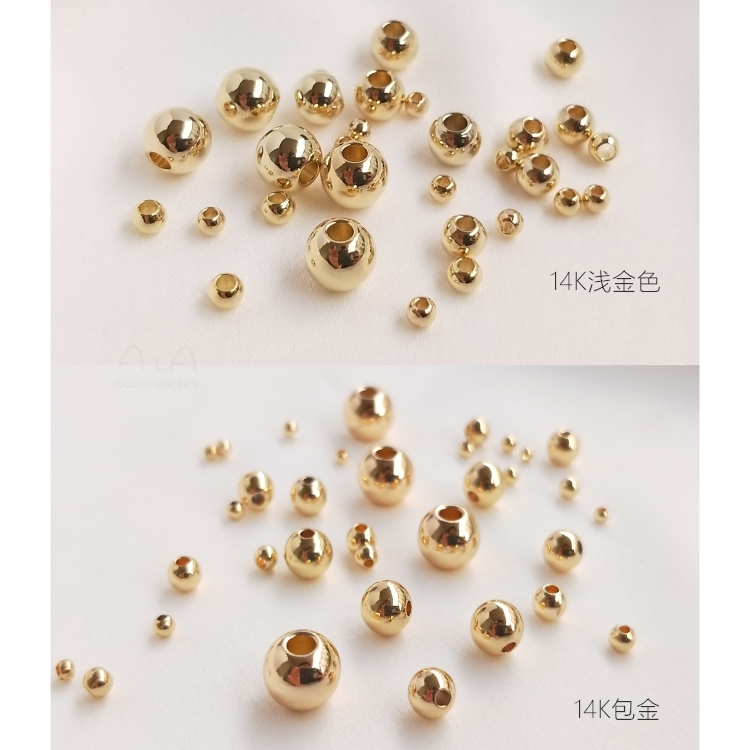 Bộ 10 Hạt Tròn Nhỏ Màu Sắc Mạ Vàng 14K Dùng Làm Trang Sức Thủ Công diy