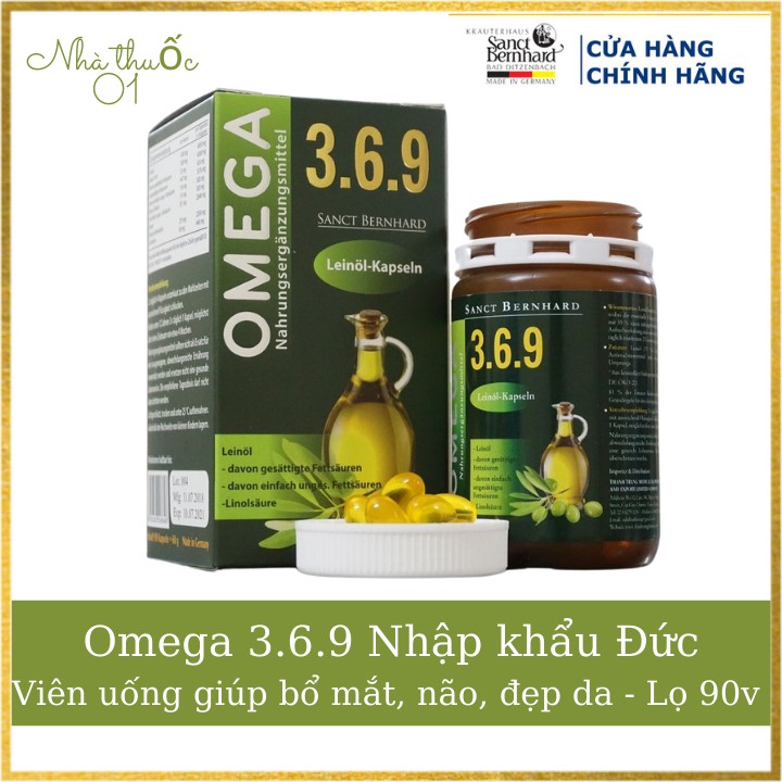 Omega 369 nhập khẩu Đức, viên uống Omega 369 giúp bổ mắt, não, đẹp da, lọ 90 viên