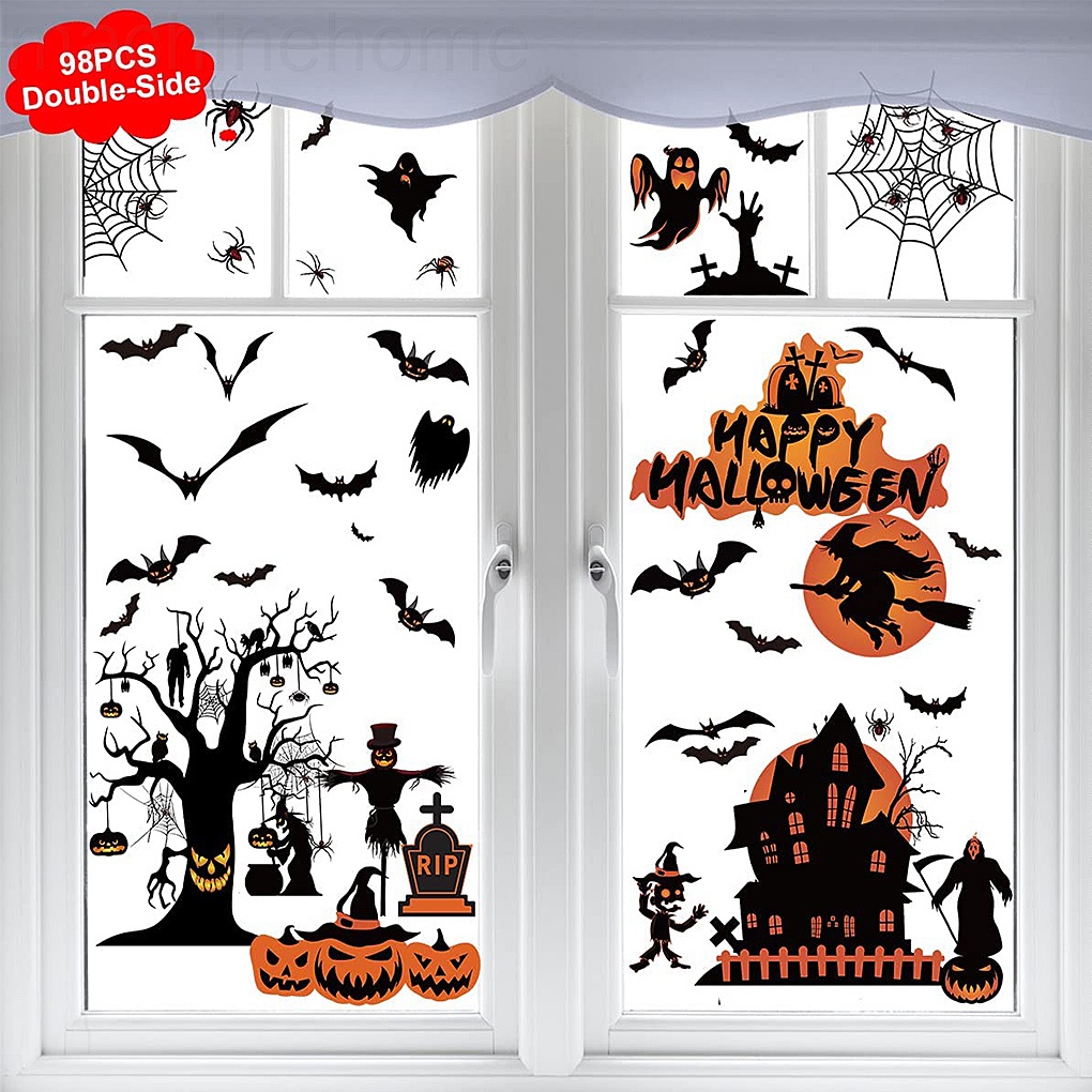 Set 8 tấm decal dán cửa kính trang trí tiệc Halloween tháo được