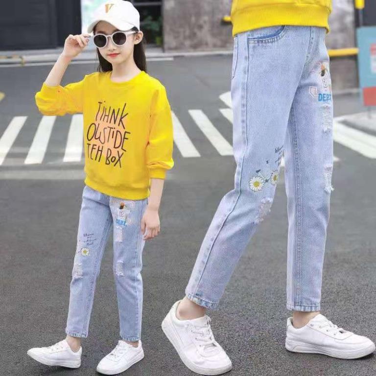 Quần jean cho bé gái 11 tuổi (3 - 12 tuổi)☑️ Quần bò bé gái 14 tuổi 30kg, 35kg, 40kg, 45kg☑️ bé gái 6 tuổi