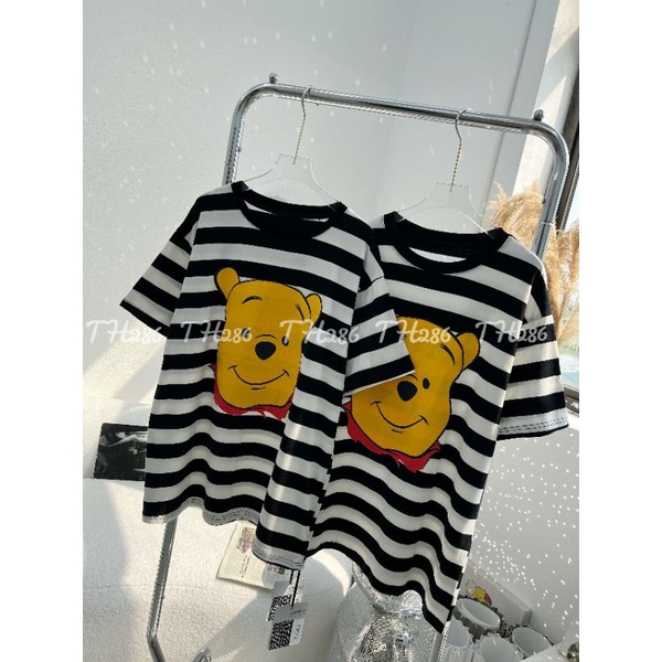 Áo phông kẻ gấu Pooh hàng QCL1