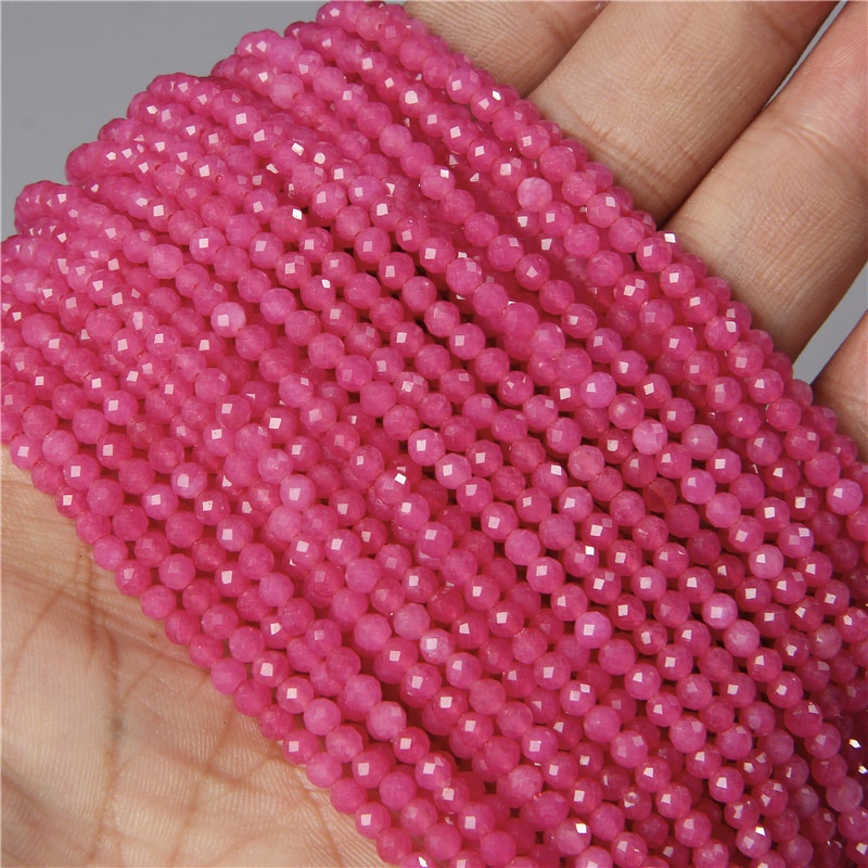 Chuỗi Hạt Đá Tự Nhiên Màu Đỏ 3mm 15 "Dùng Làm Trang Sức diy