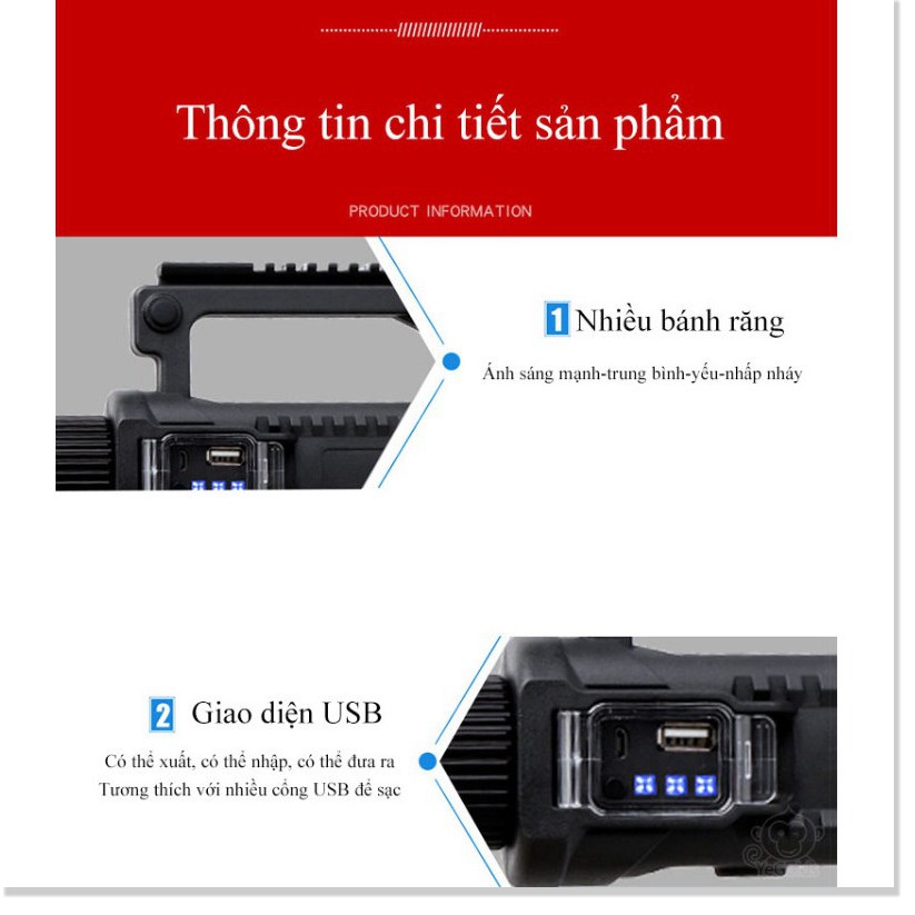 🇳 🇪 🇼®️ Đèn Pha Cầm Tay tầm xa HighPower Lithium 8000mAh