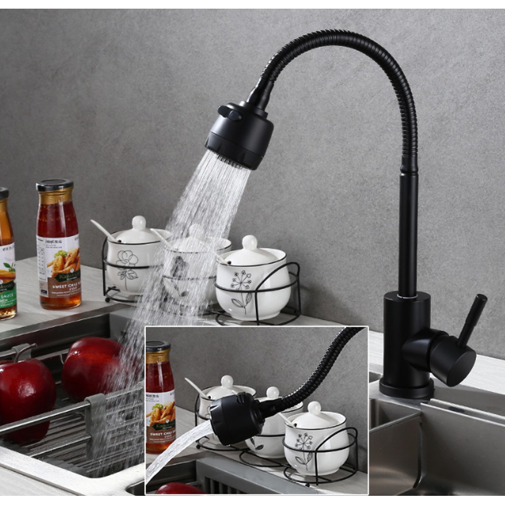 Vòi rửa bát dạng mềm màu đen Inox 304 | BigBuy360 - bigbuy360.vn