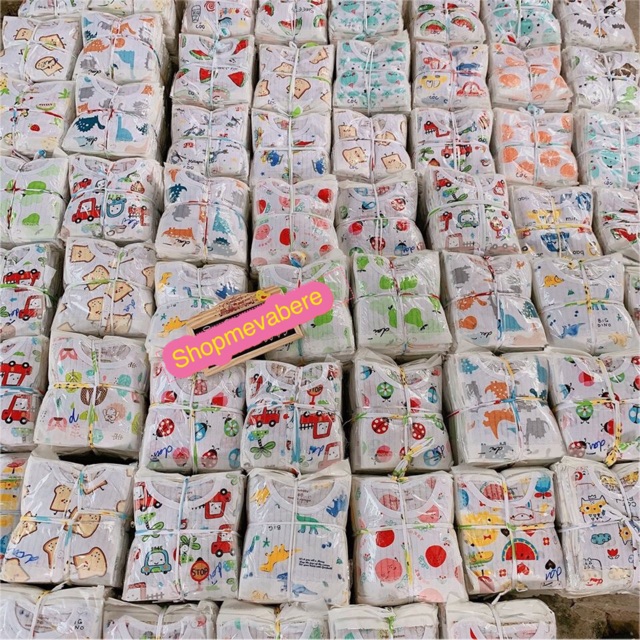 Bộ cotton giấy dài tay cho bé sơ sinh 3-13kg, cúc giữa, hàng loại 1 - 𝐁𝐎𝟓