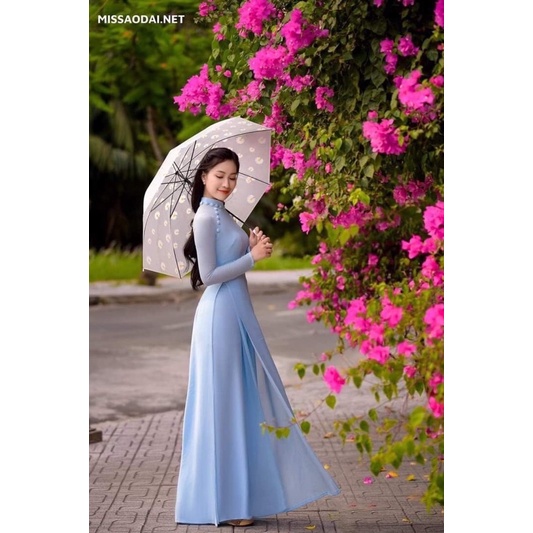 Chifon 4 tà đính cúc sang chảnh