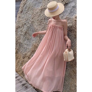 Đầm maxi xếp li màu hồng pastel - pink lady dress