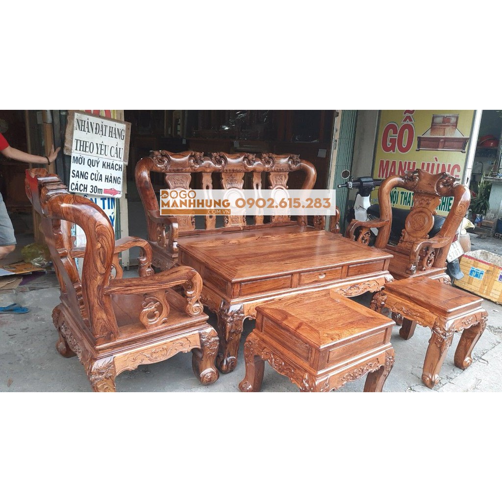 Bộ salon gỗ cẩm lai việt nam tay 12