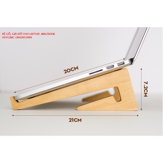 Giá đỡ laptop gỗ của Digimix thiết kế công thái học, đa năng, dùng cho máy 12-15 inch.