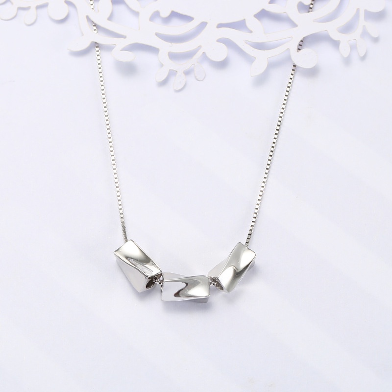 Dây chuyền bạc thiết kế 5 hạt hình ô van vát cạnh sáng đẹp đơn giản tinh tế ANTA Jewelry - ATJ9003