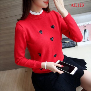 ÁO LEN HỌA TIẾT HÌNH TRÁI TIM
