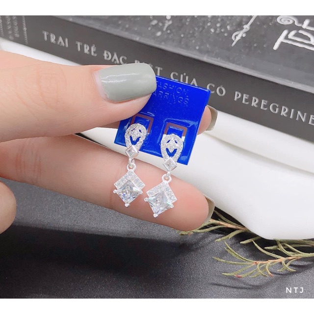 BÔNG TAI BẠC MẶT ĐÁ CAO CẤP CHO NỮ - TRANG SỨC BẠC TA